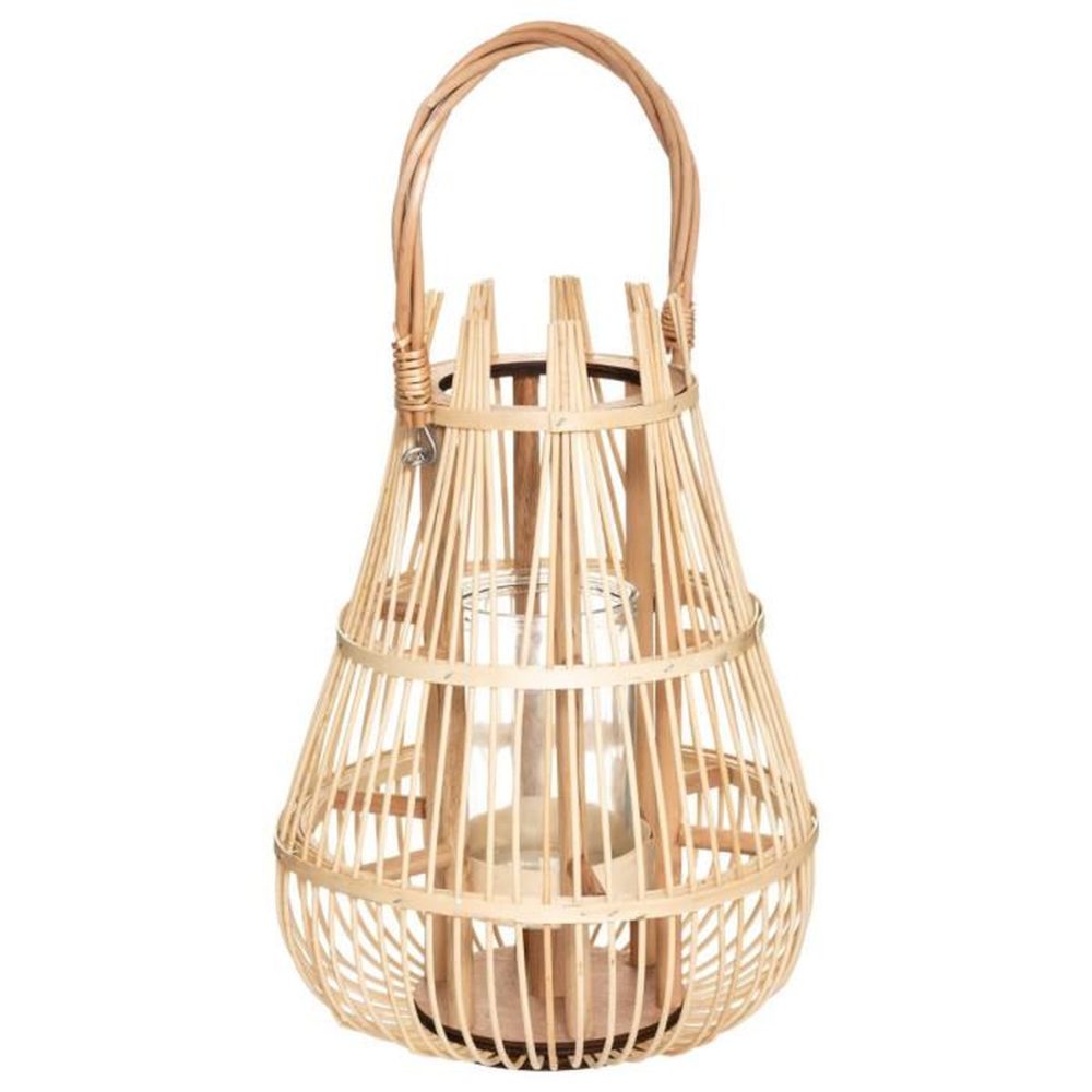 Lanterne à Anse en Rotin Panier 37cm Naturel, par ATMOSPHERA