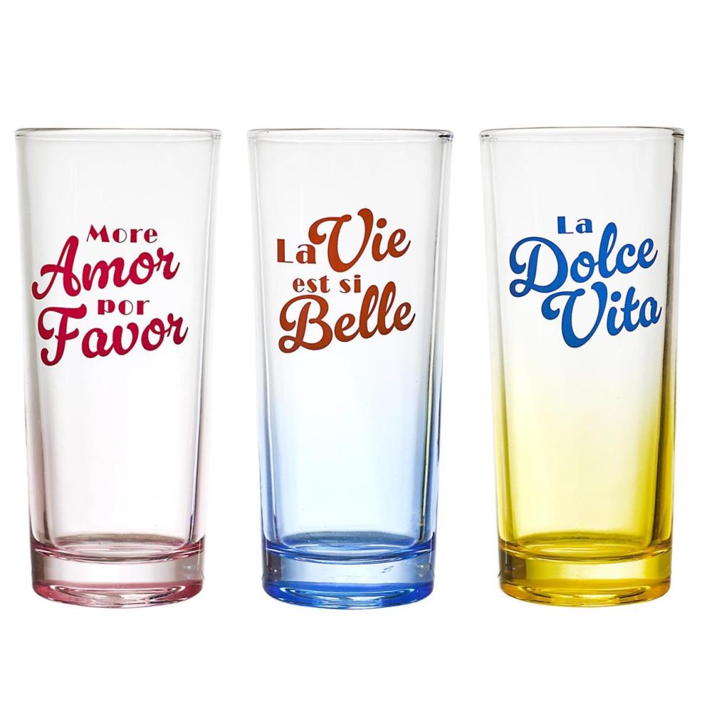 The Home Deco Factory Lot de 3 verres colorés dolce vita — 22cl multicolore