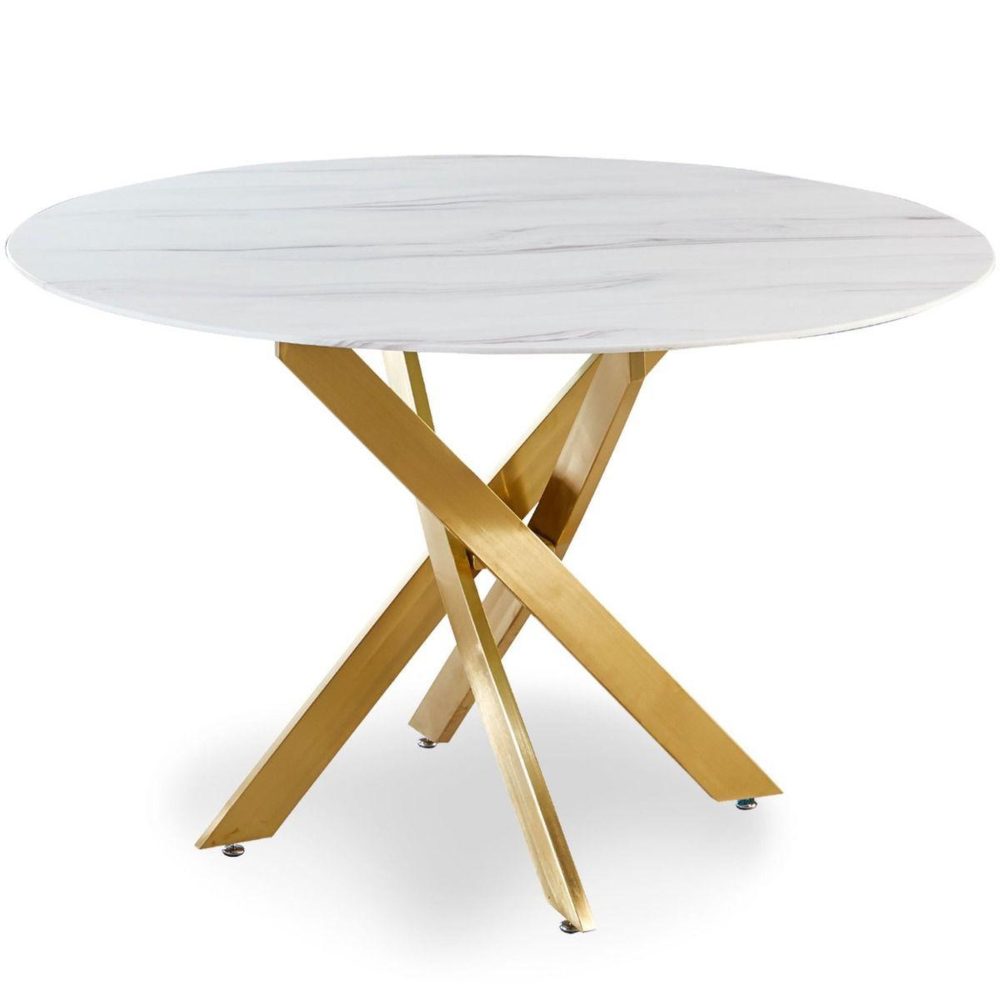Paris Prix Table de repas ronde rixa, 120cm effet marbre
