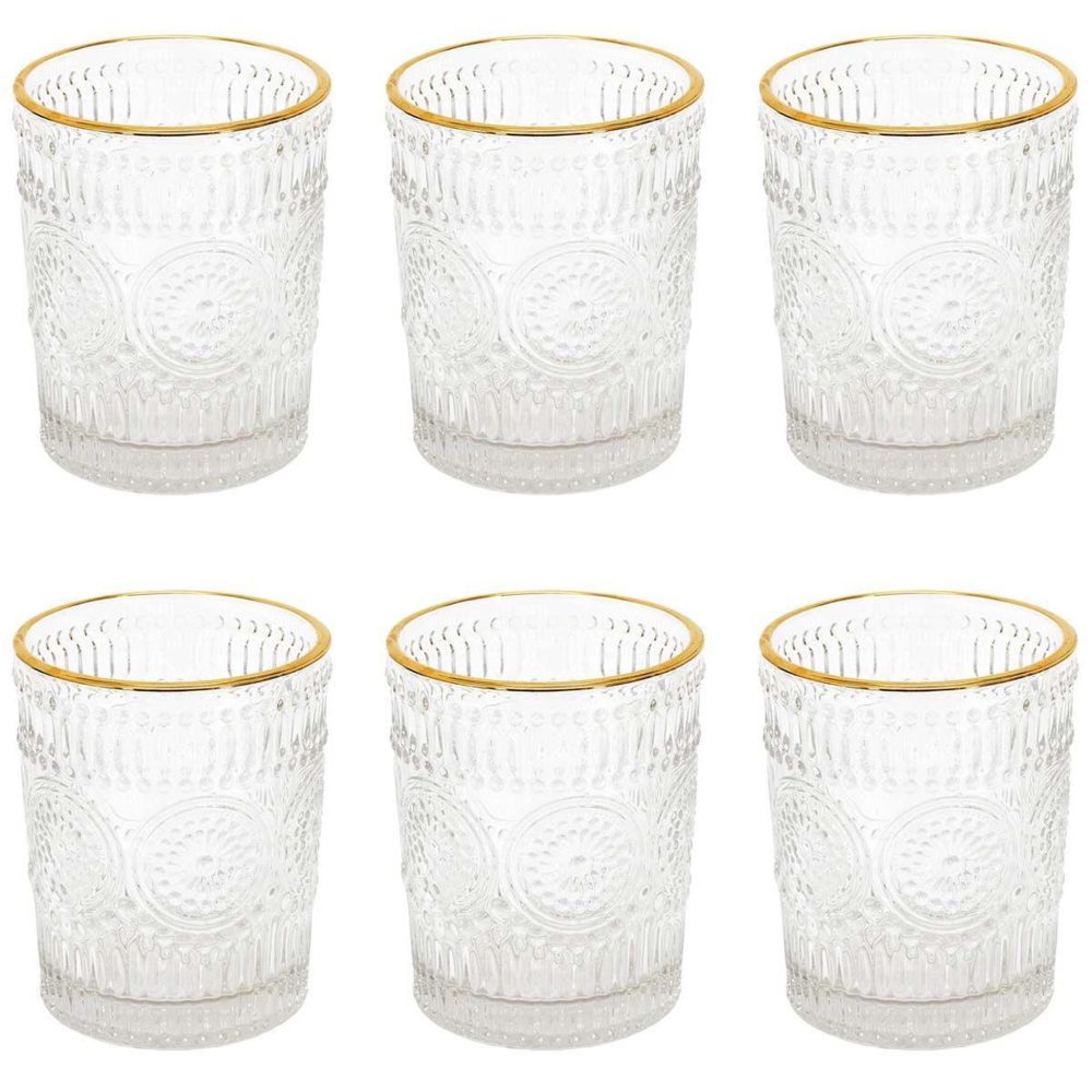 The Home Deco Factory Lot de 6 verres design liseré, 18cl transparent